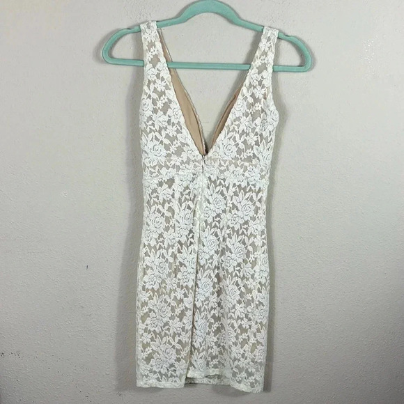 Lulus Fashion Lace Off Ivory Lace Dress beige off white size XS - Picture 10 of 15